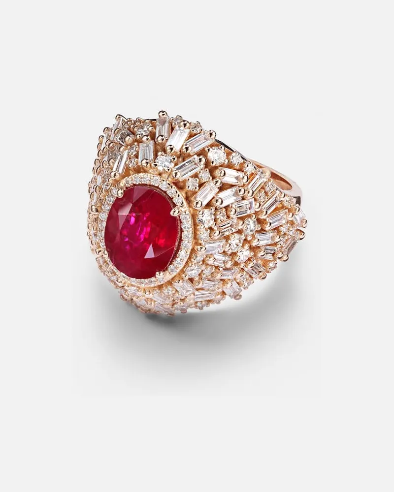 Suzanne Kalan Ring Dome aus 18kt Roségold mit Diamanten und Rubin Gold