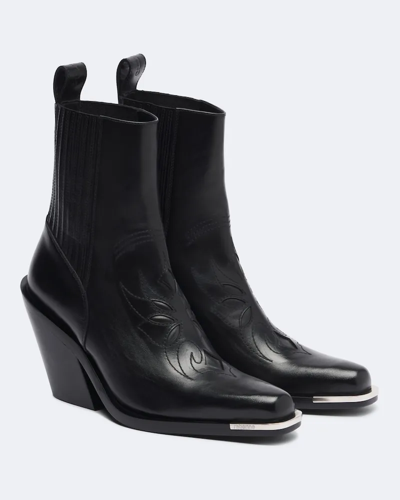 Paco Rabanne Cowboystiefel aus Leder Schwarz