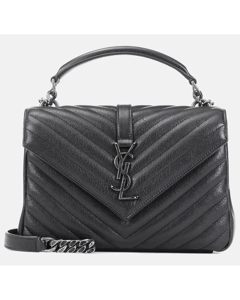 Saint Laurent Schultertasche Collège Medium aus Leder Schwarz