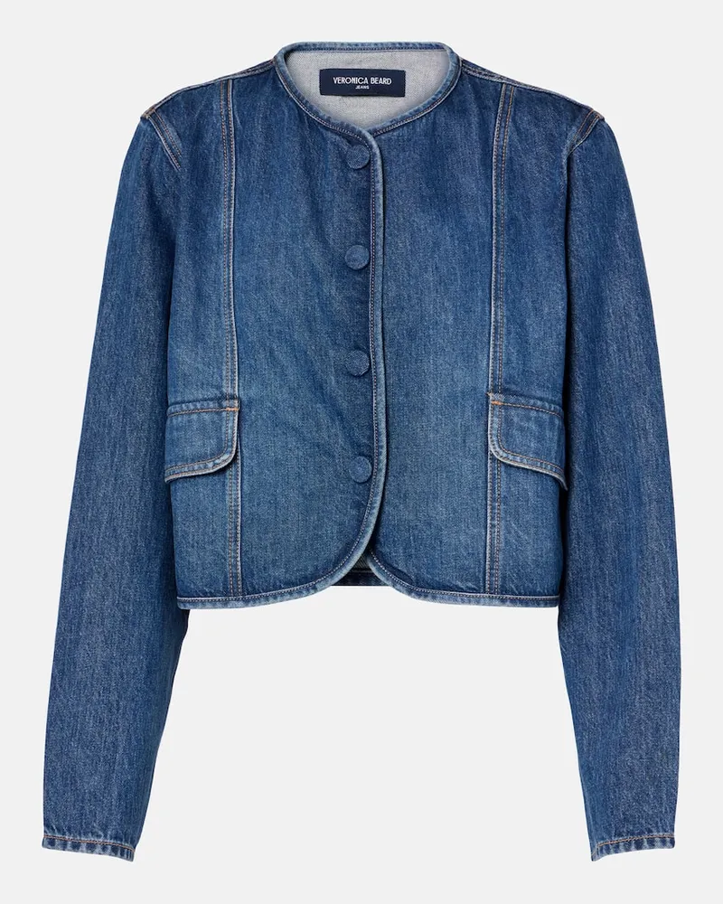 Veronica Beard Cropped-Jeansjacke Cordell Blau