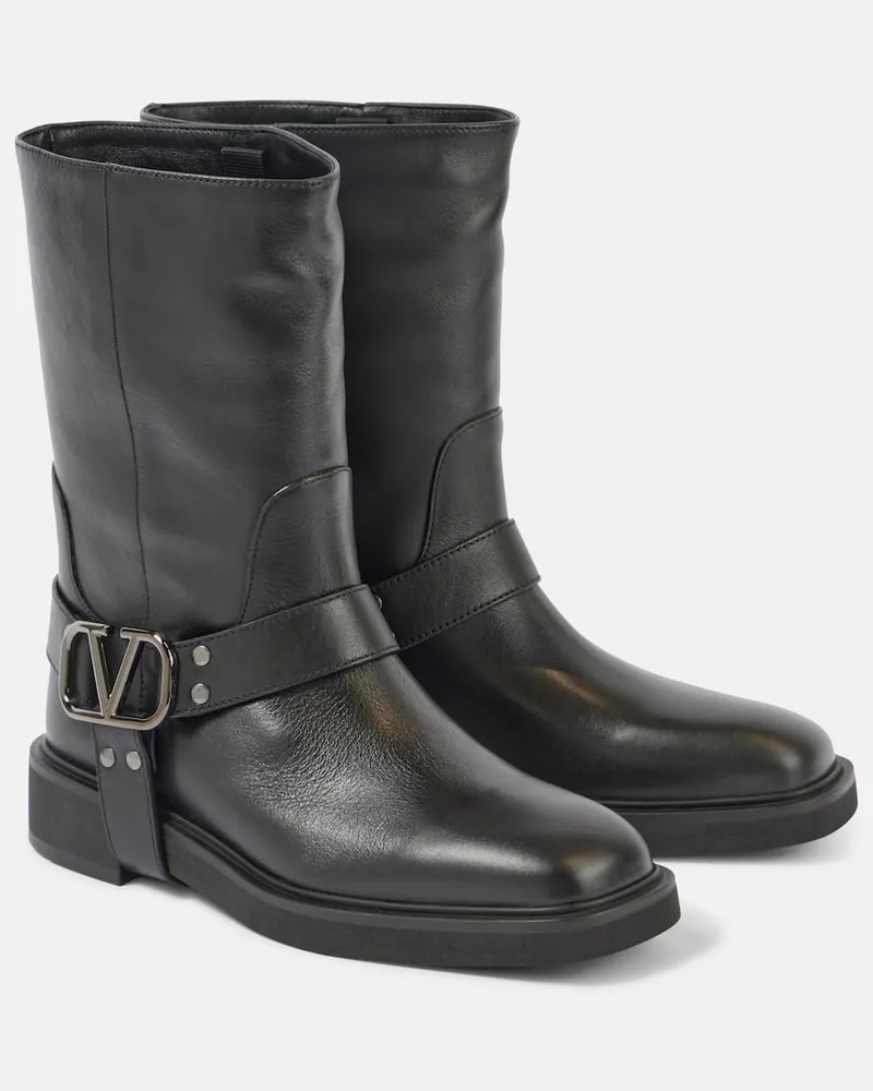 Valentino Garavani Bikerstiefel VLogo Signature aus Leder Schwarz