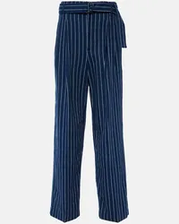 Ralph Lauren Gerade Hose Peter aus Leinen und Baumwolle Blau