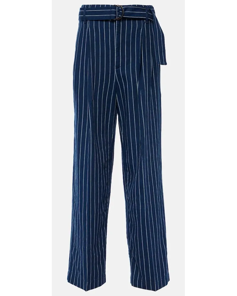 Ralph Lauren Gerade Hose Peter aus Leinen und Baumwolle Blau