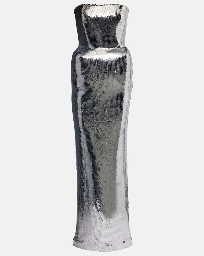 David Koma Bustier-Robe mit Pailletten Silber