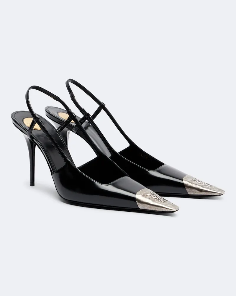 Saint Laurent Slingback-Pumps Jeanne 90 aus Leder Schwarz
