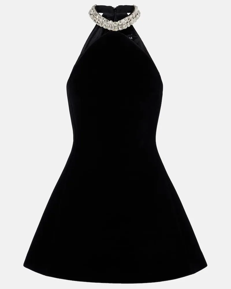 David Koma Minikleid mit Kristallen Schwarz