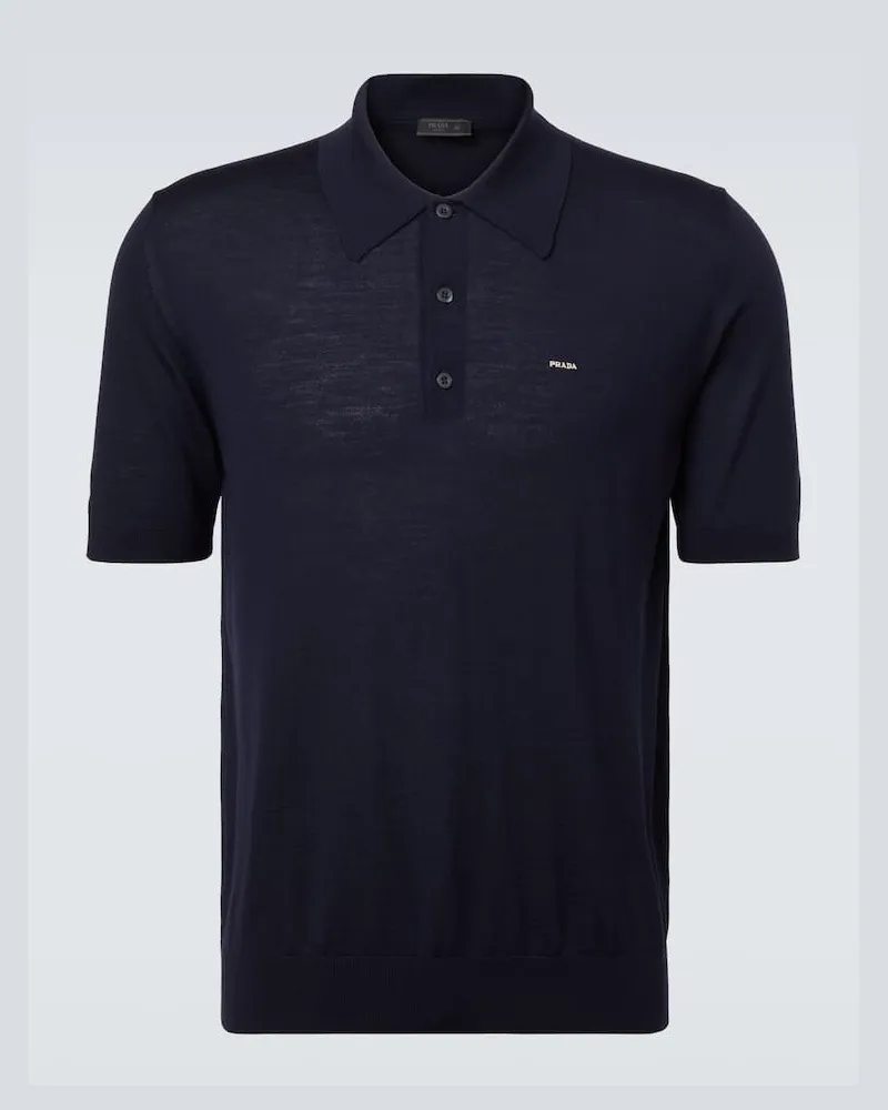 Prada Polohemd aus Schurwolle Blau