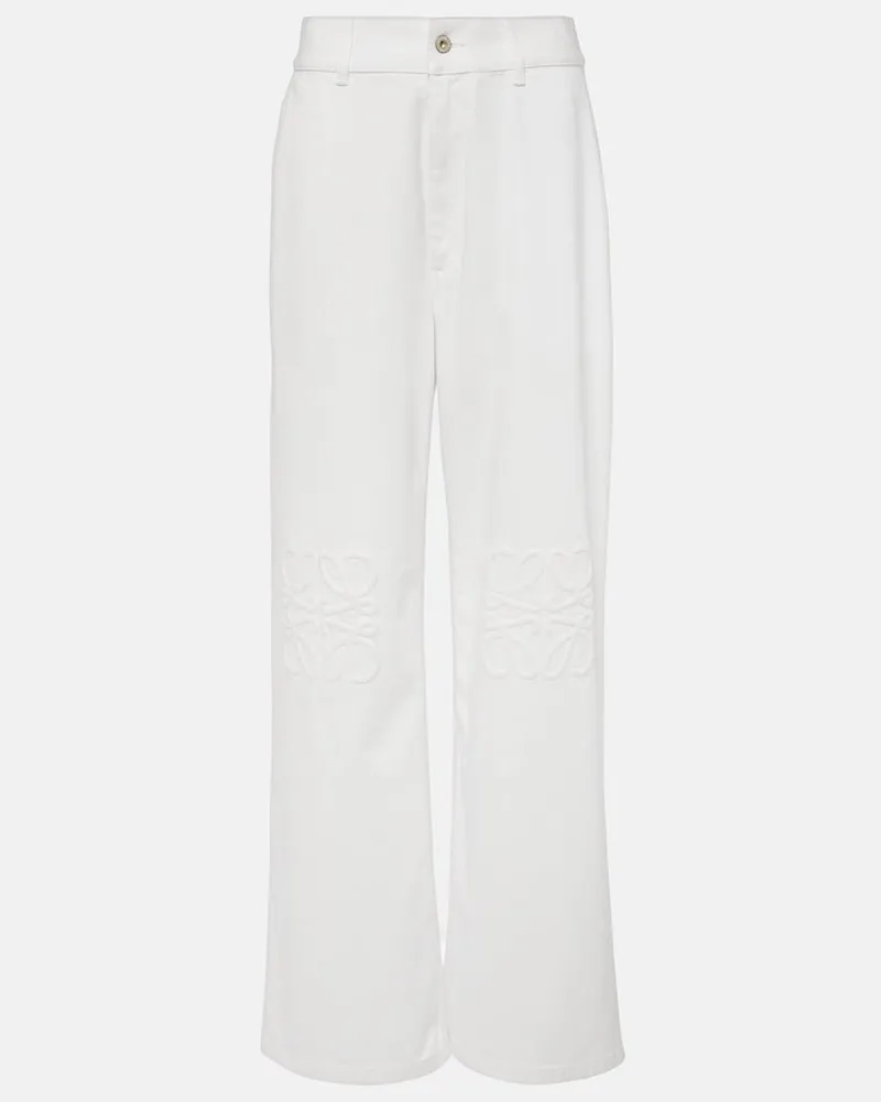 Loewe High-Rise Wide-Leg Jeans Anagram Weiß