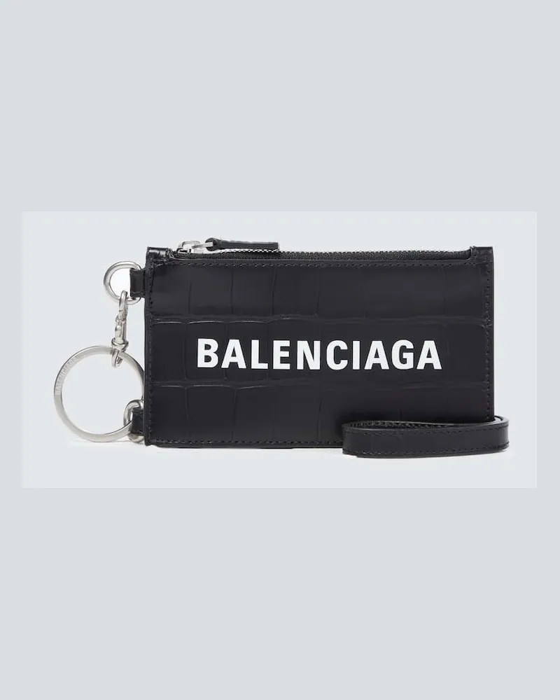 Balenciaga Münzetui Cash aus Leder Schwarz