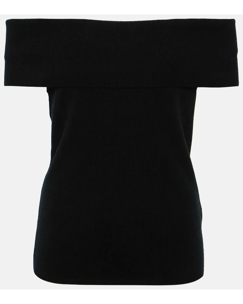 Jardin des Orangers Off-Shoulder-Top aus Wolle und Kaschmir Schwarz