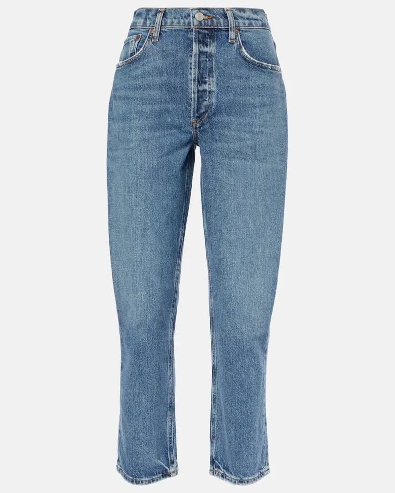 AGOLDE High-Rise Cropped Straight Jeans Riley Blau
