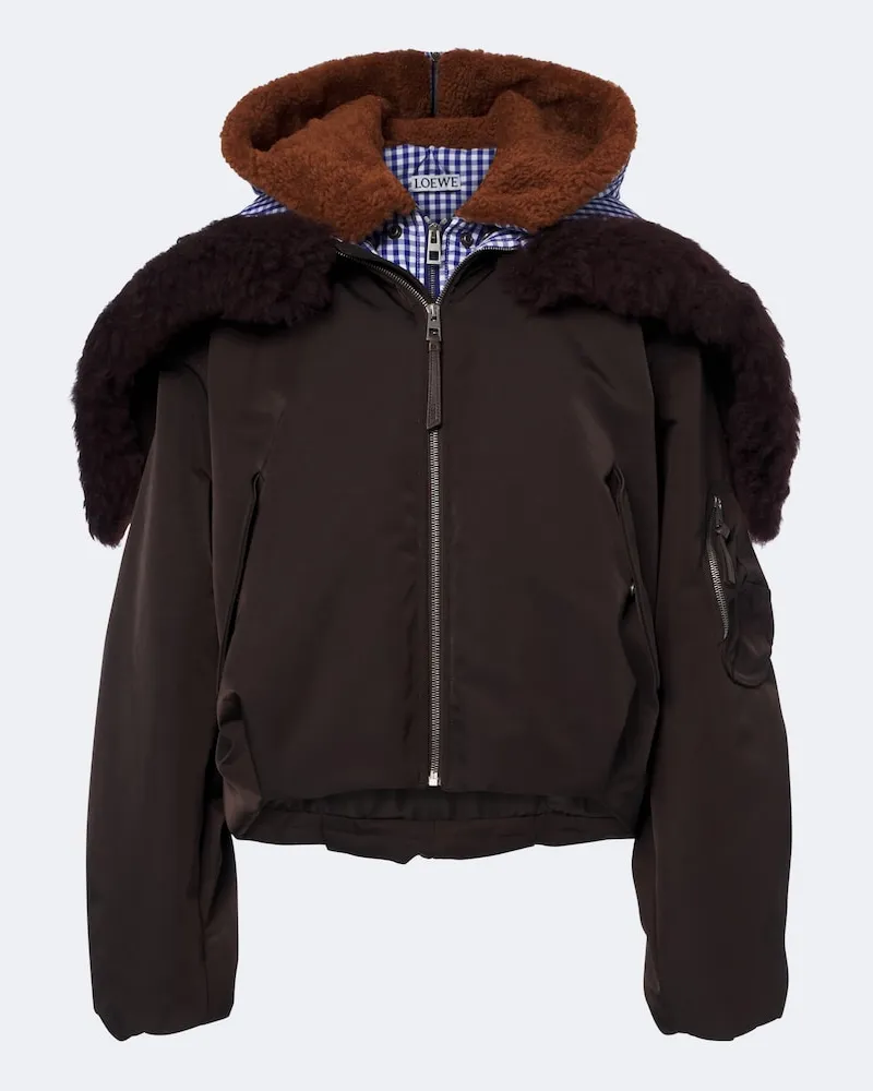 Loewe Jacke mit Teddyfleece Braun