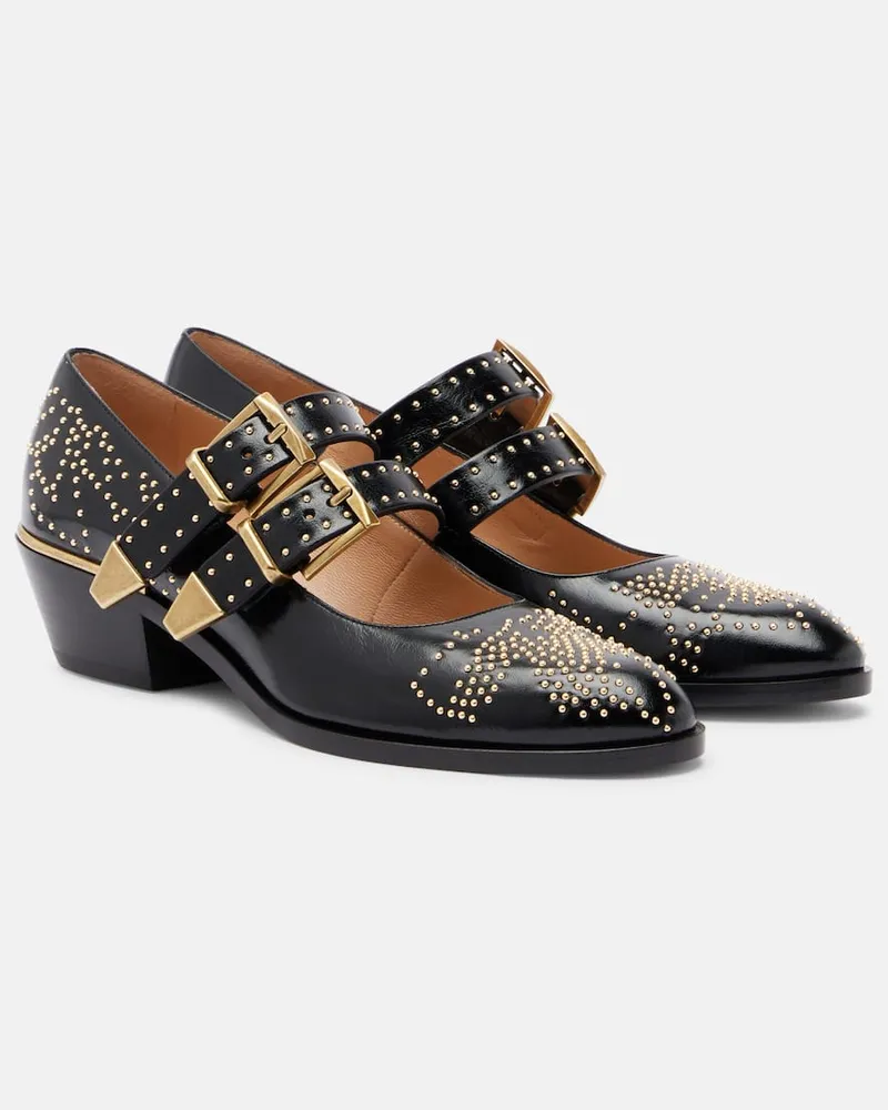 Chloé Chloé Verzierte Mary-Jane-Pumps Susanna 40 aus Leder Schwarz