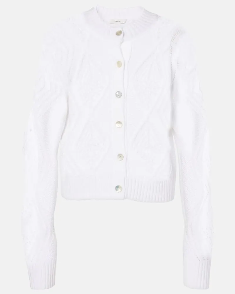 Vince Cropped-Cardigan aus Baumwolle Weiß