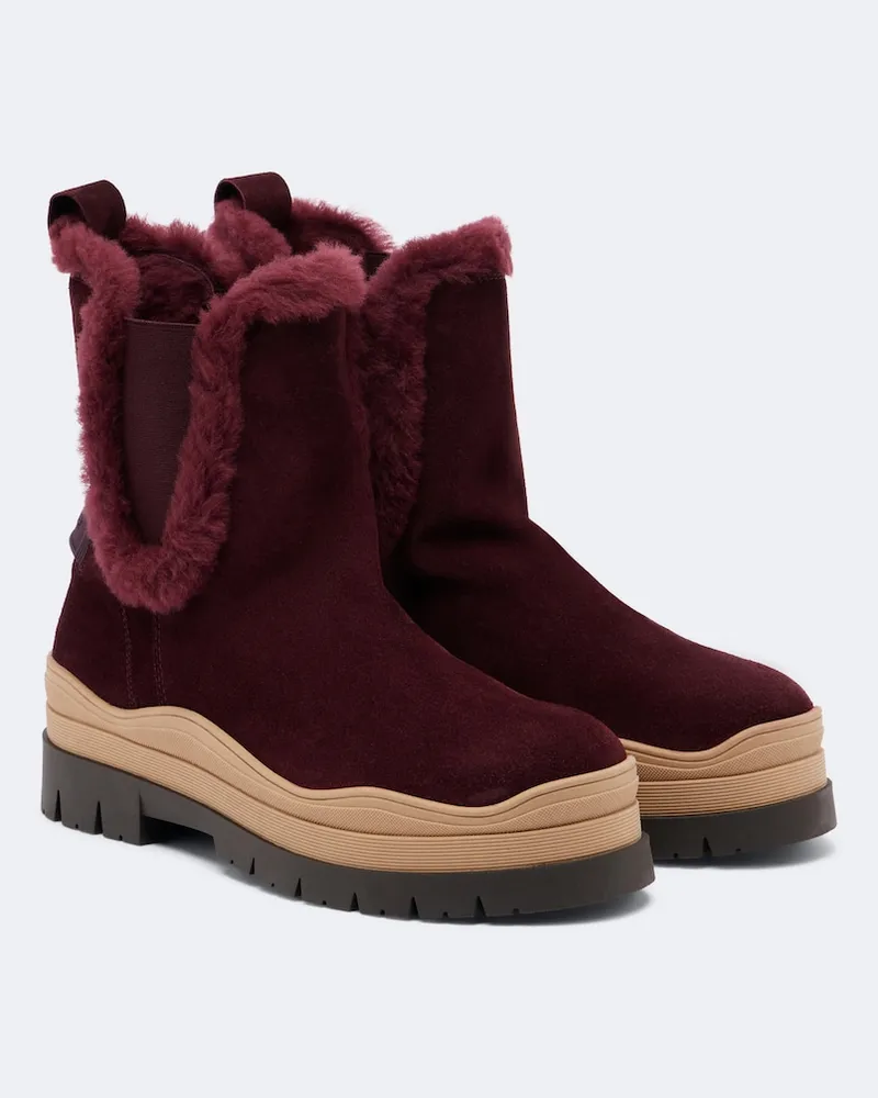 Bogner Ankle Boots Arosa aus Veloursleder Burgunderrot