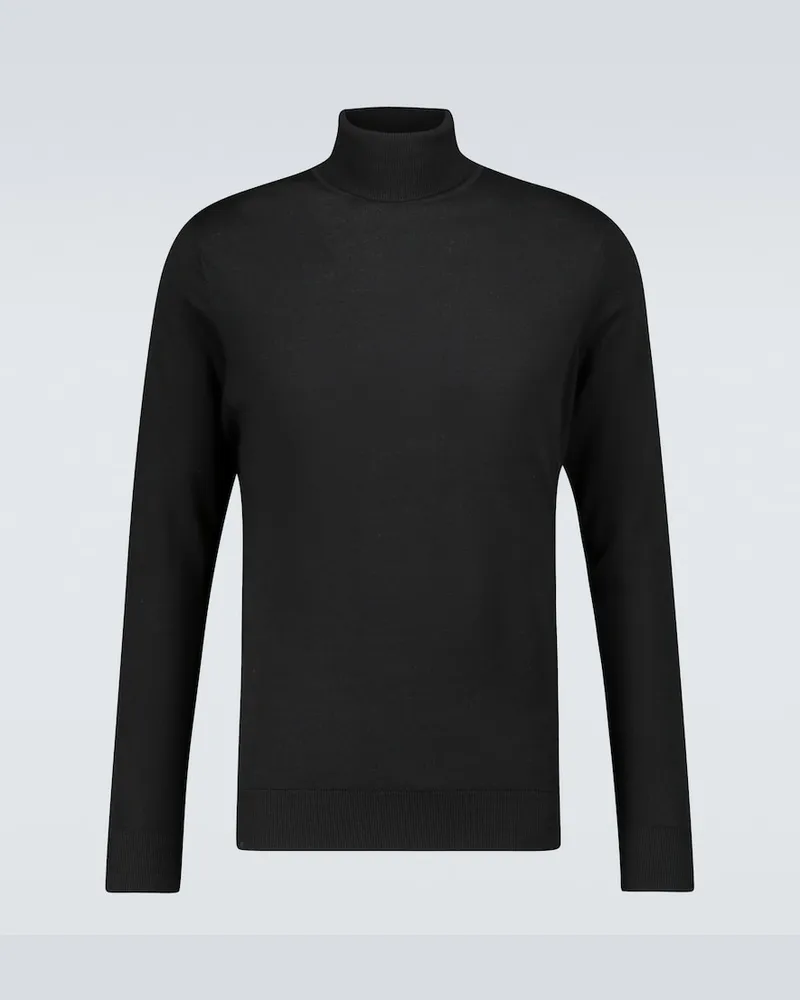 Sunspel Rollkragenpullover aus Wolle Schwarz
