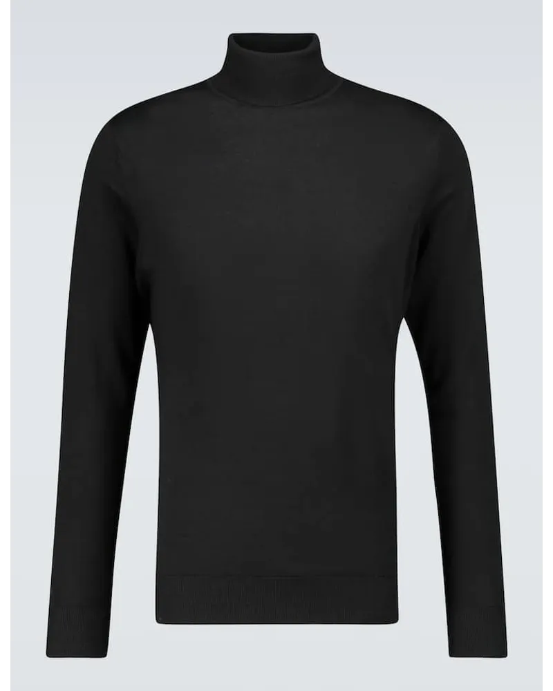 Sunspel Rollkragenpullover aus Wolle Schwarz