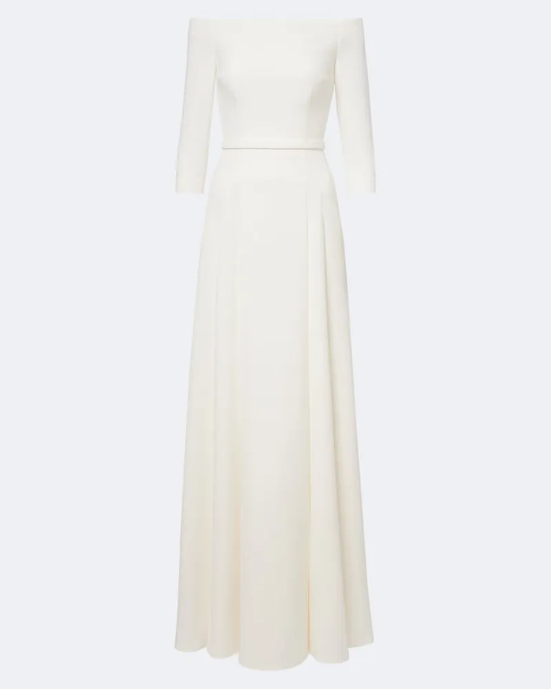 Safiyaa Bridal Off-Shoulder Robe Amadora aus Crêpe Weiß
