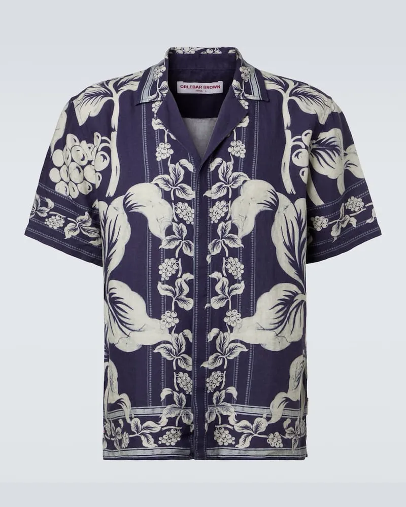 Orlebar Brown Hemd Maitan aus Leinen Blau