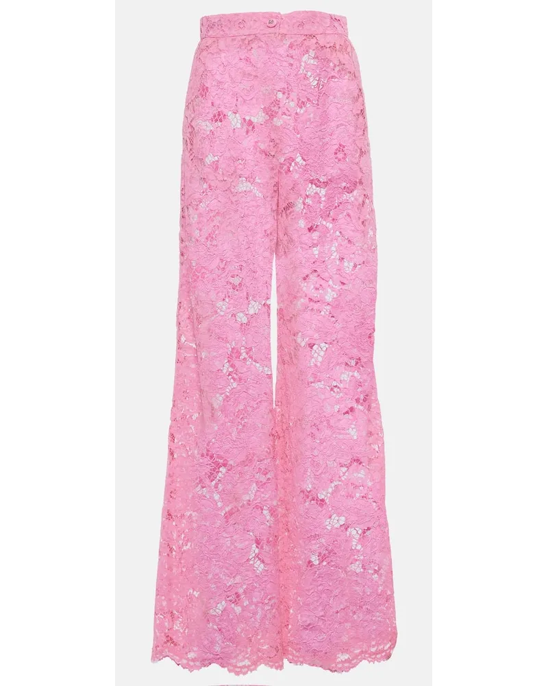 Dolce & Gabbana Weite High-Rise-Hose aus Spitze Pink