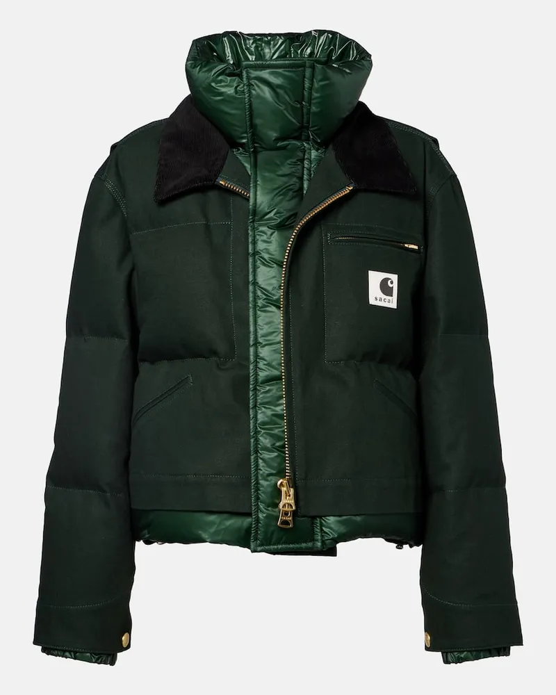 Sacai X Carhartt Daunenjacke Grün