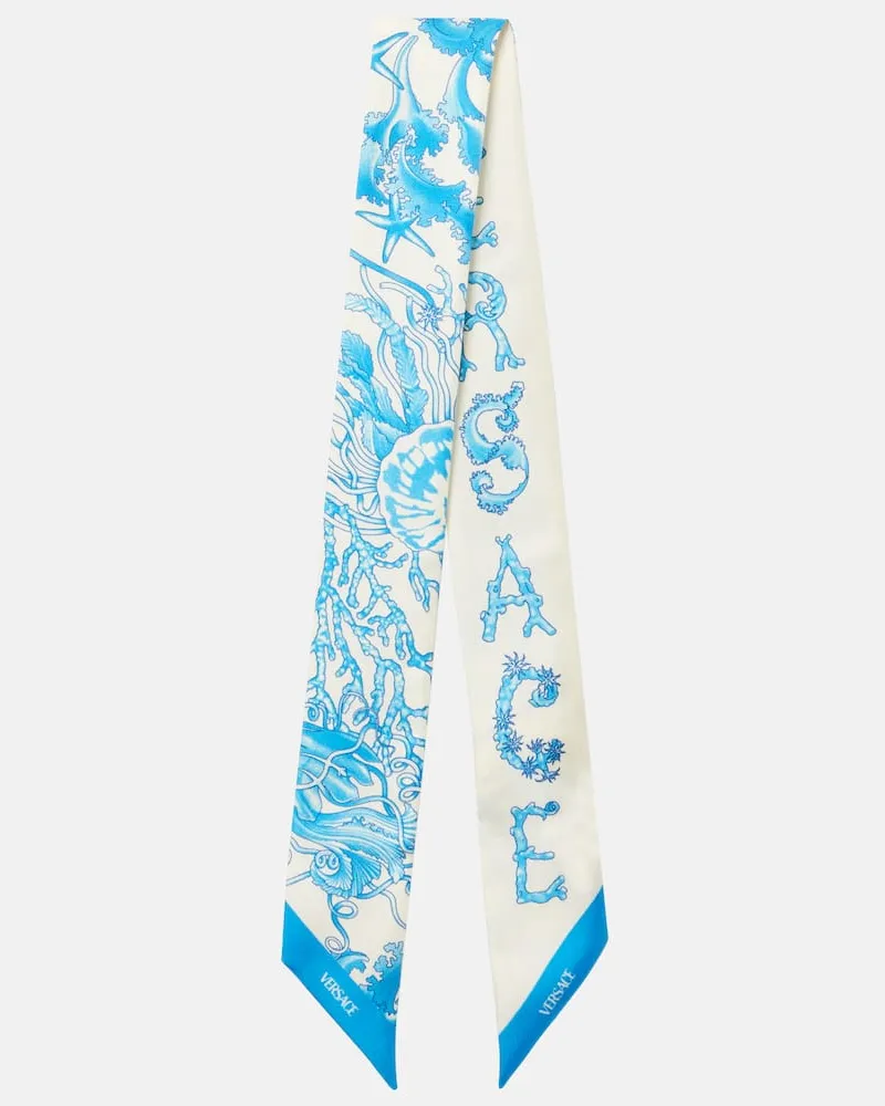 Versace Tuch Underwater Barocco aus Seiden-Twill Blau