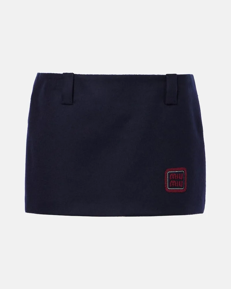 Miu Miu Minirock aus Wolle und Kaschmir Blau