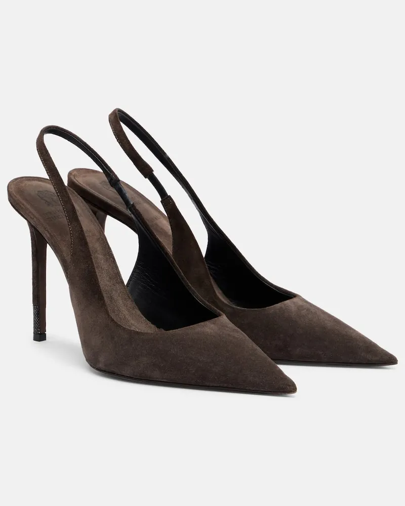 Brunello Cucinelli Slingback-Pumps Monili aus Veloursleder Braun