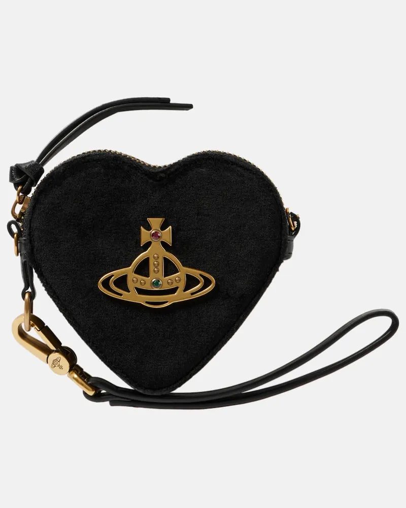 Vivienne Westwood Münzetui Heart aus Samt Schwarz