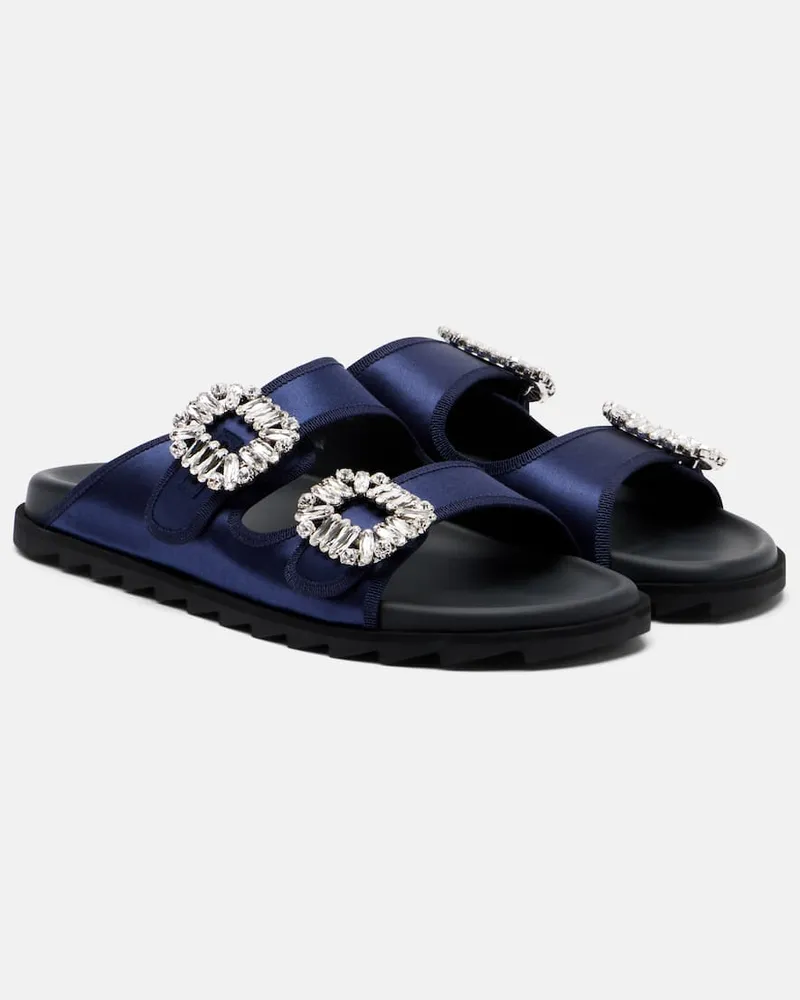Roger Vivier Sandalen Slidy Viv' aus Satin Blau
