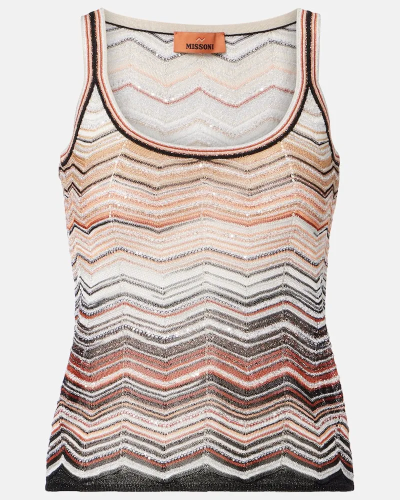 Missoni Top aus Häkelstrick mit Pailletten Multicolor