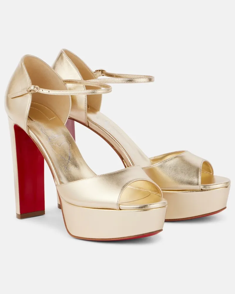 Christian Louboutin Peeptoe-Pumps Sandaloo 130 aus Metallic-Leder Gold