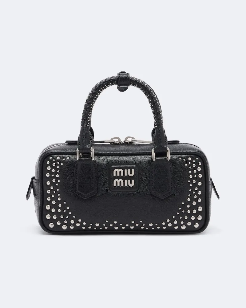 Miu Miu Verzierte Henkeltasche Arcadie aus Leder Schwarz