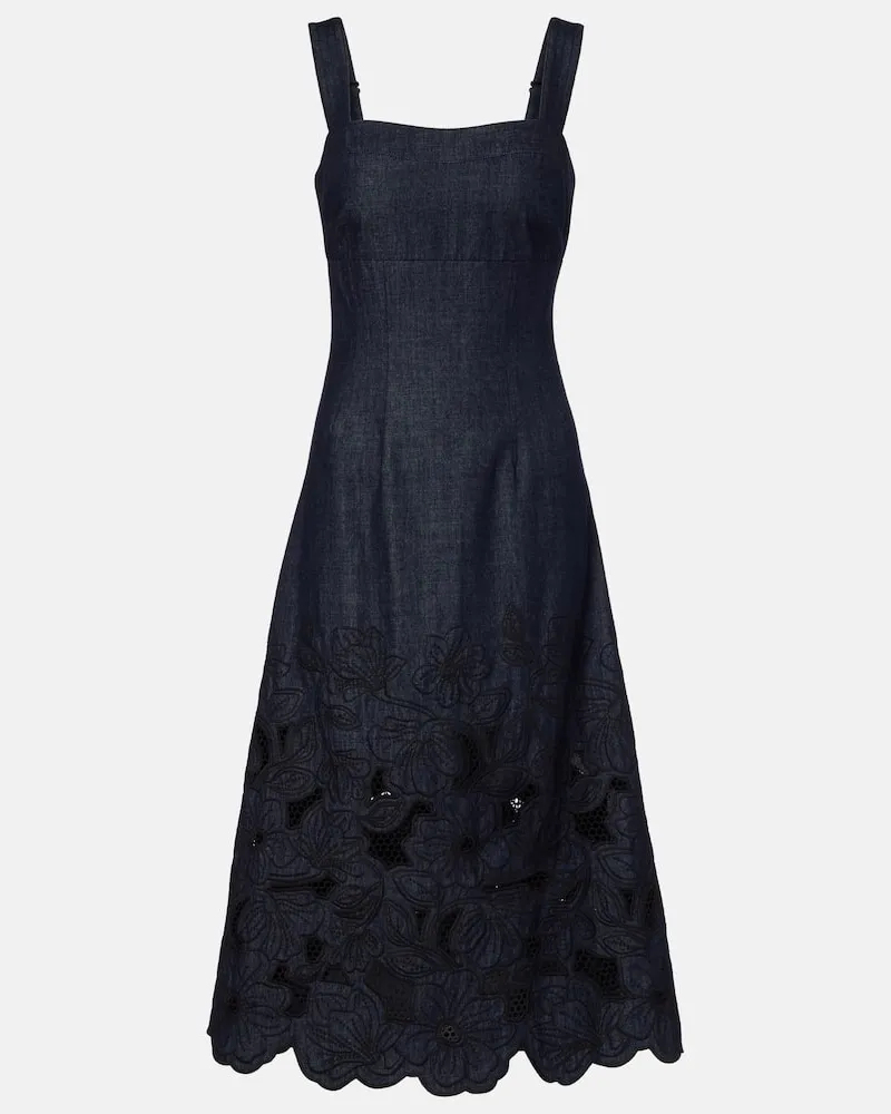 Veronica Beard Midikleid Rosaura aus Denim Blau