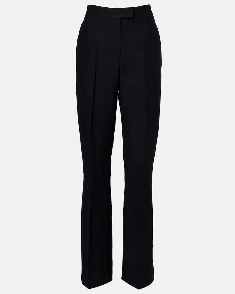 Ferragamo Gerade High-Rise-Hose aus Faille Schwarz