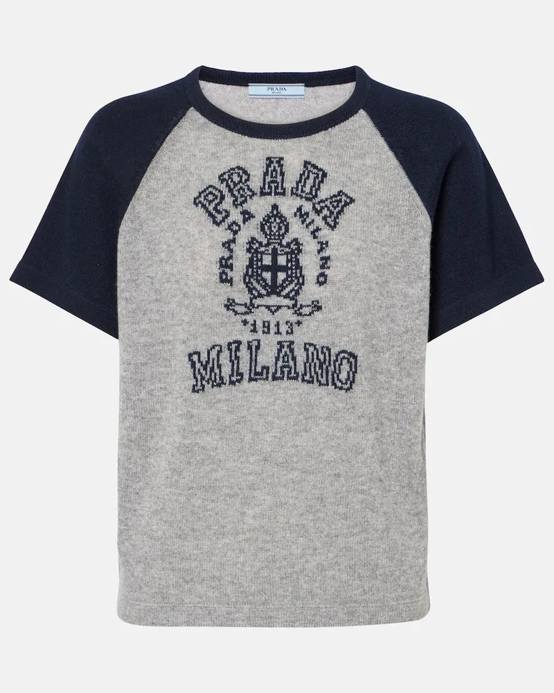 Prada T-Shirt aus Kaschmir Grau