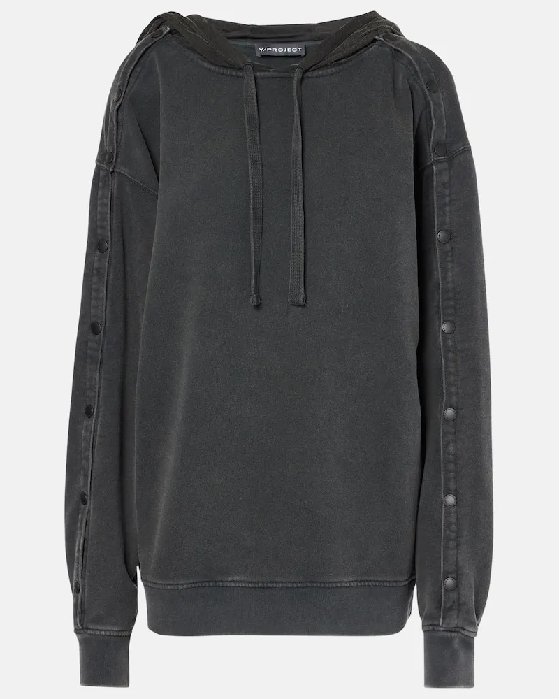 Y/PROJECT Oversize-Hoodie Snap aus Baumwoll-Jersey Schwarz