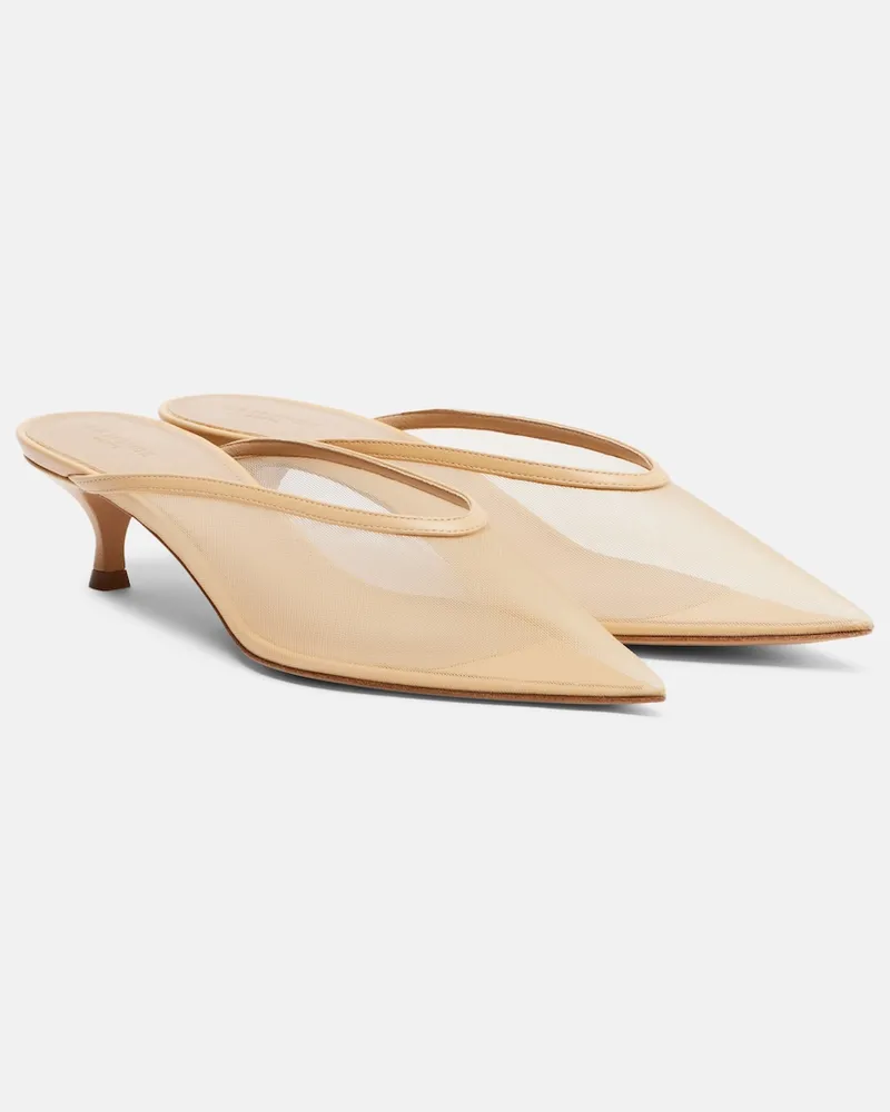 Le Monde Béryl Le Monde Béryl Mules Venetian aus Mesh mit Leder Beige
