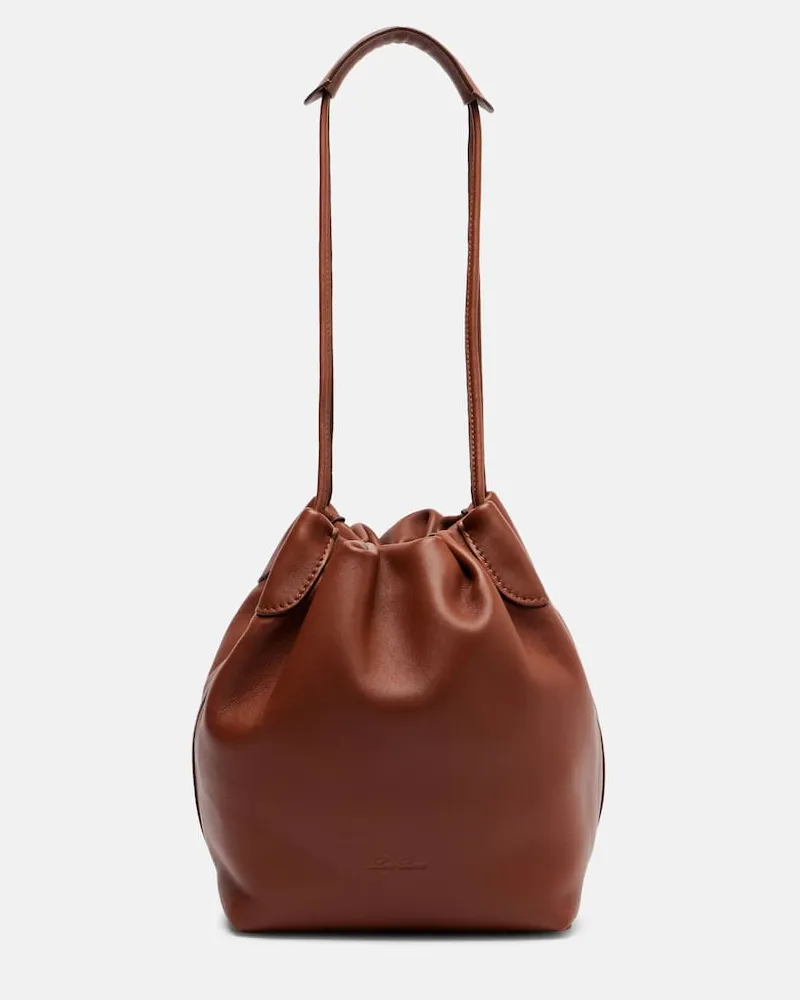 Loro Piana Bucket-Bag Bale Softy Small aus Leder Braun