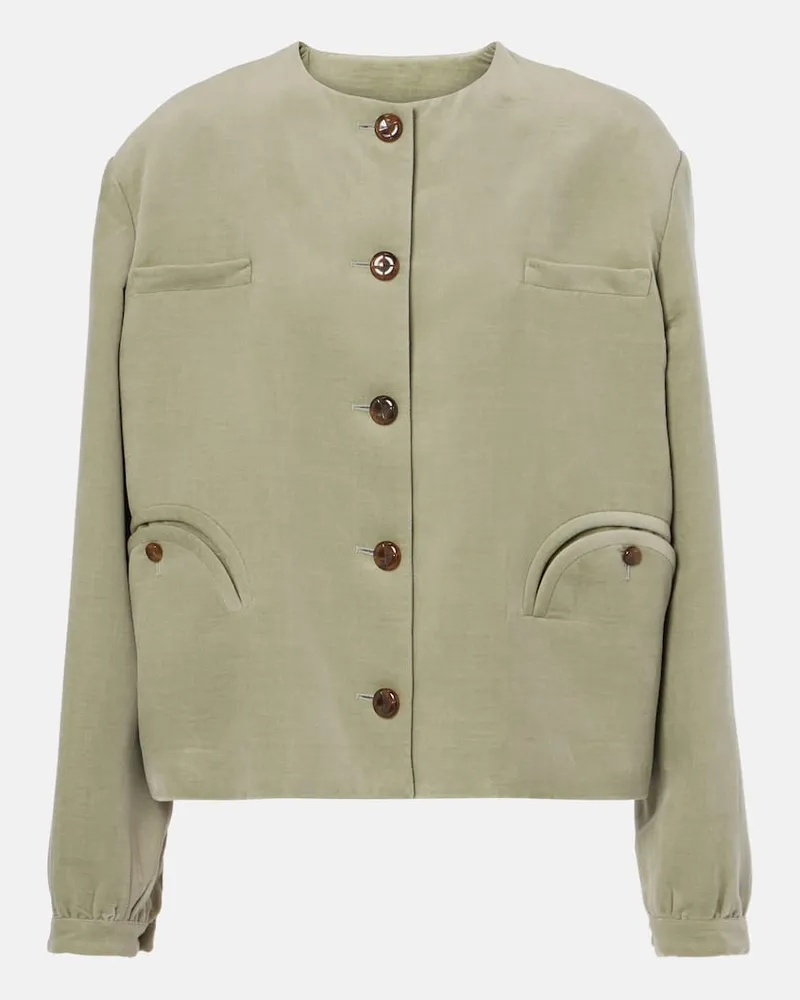 Blazé Milano BlazÃ© Milano Jacke Jealousy Gliss aus Baumwolle und Leinen Grã¼n