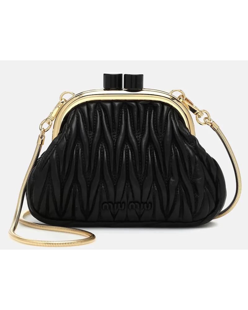 Miu Miu Clutch Miu Belle Mini aus Leder Schwarz