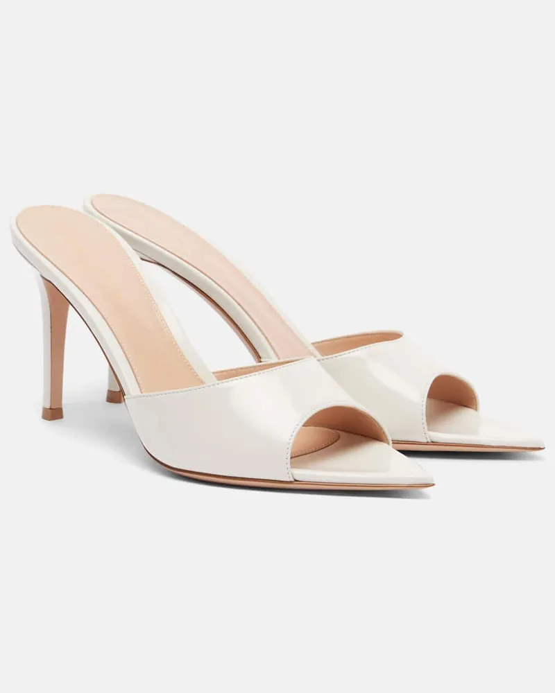 Gianvito Rossi Pantoletten Elle 85 aus Lackleder Weiß