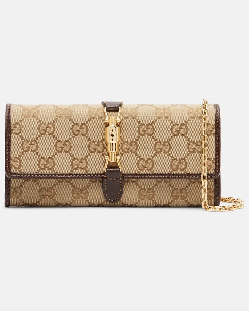 Gucci Clutch Gucci Jackie GG aus Canvas Beige