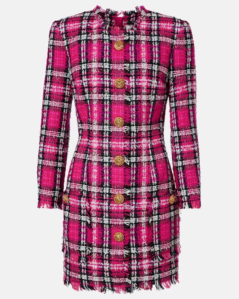Balmain Minikleid aus Baumwolle und Wolle Multicolor