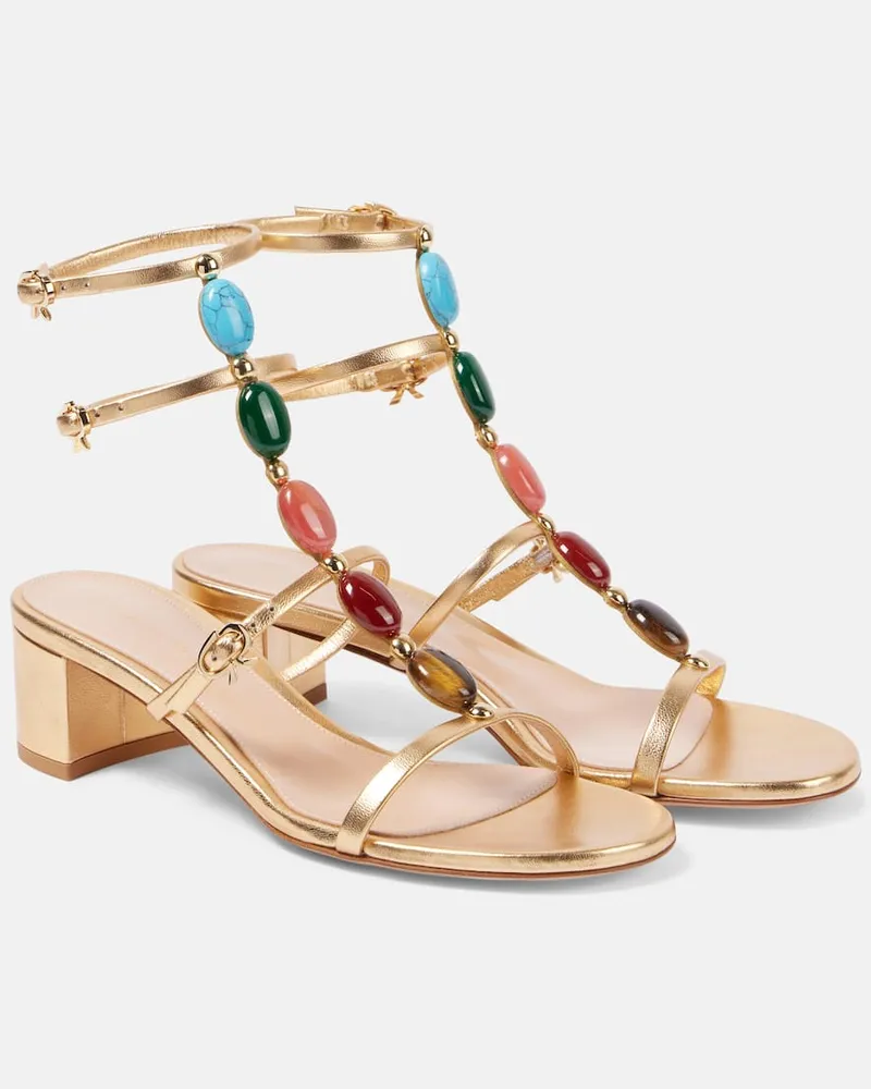 Gianvito Rossi Sandalen Shanti 55 aus Metallic-Leder Gold