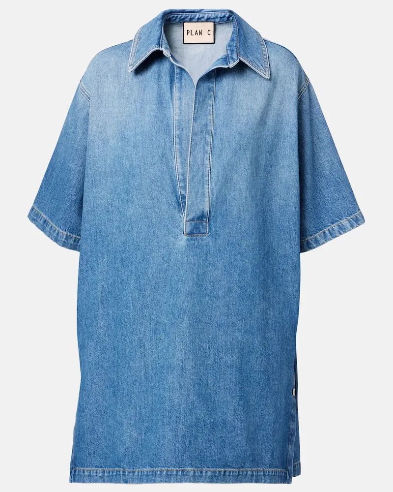 PLAN C Minikleid aus Denim Blau