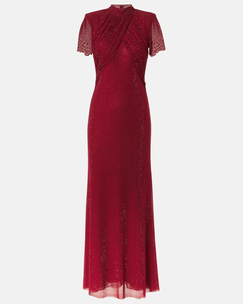 Self-Portrait Maxikleid mit Kristallen Rot