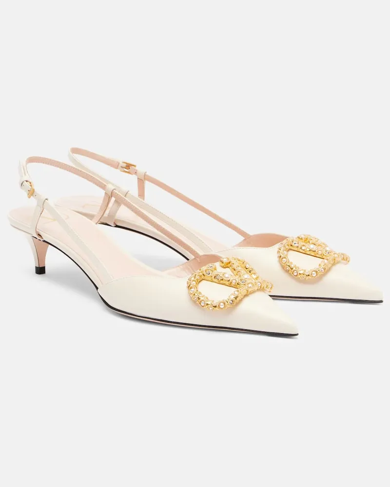 Valentino Garavani Slingback-Pumps VLogo Signature 40 aus Leder Beige