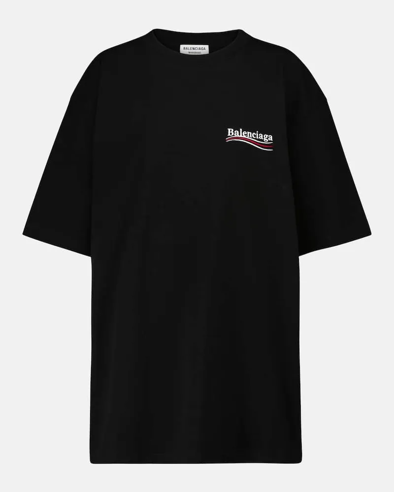 Balenciaga Oversize T-Shirt aus Baumwolle Schwarz