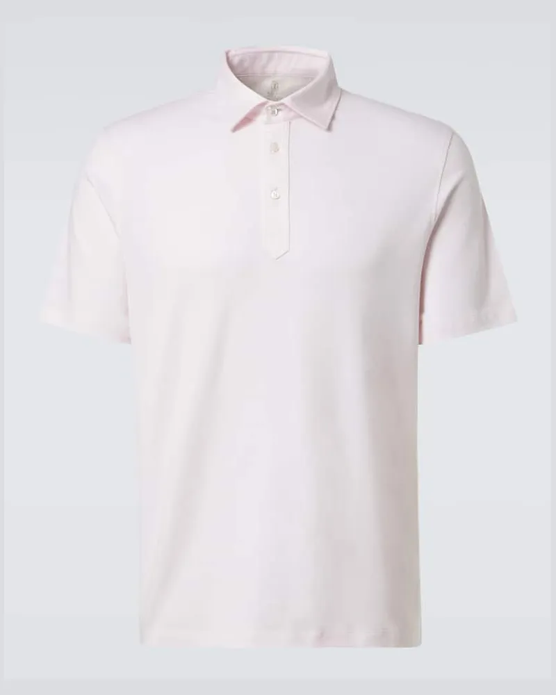 Brunello Cucinelli Polohemd aus Baumwolle und Leinen Weiã